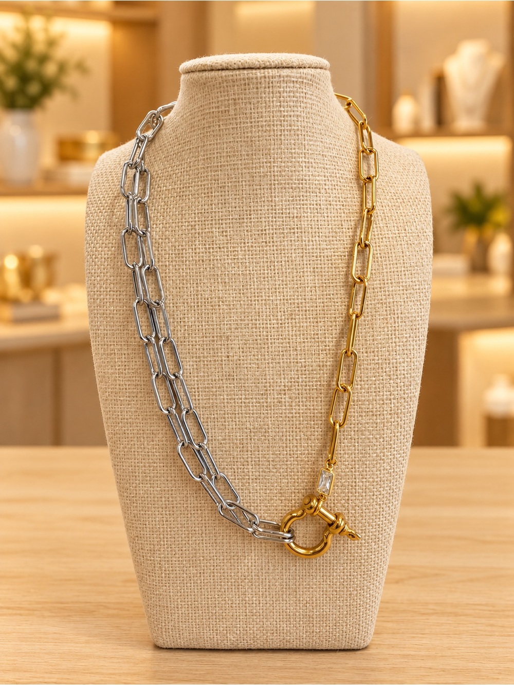 VB&CO HORSESHOE CLASP 2 tone necklace